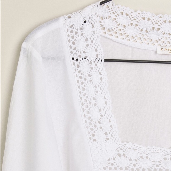 ZARA BNWT Cotton Lace Trim Pajamas Lounge 2pc Coord Set - Picture 3 of 6